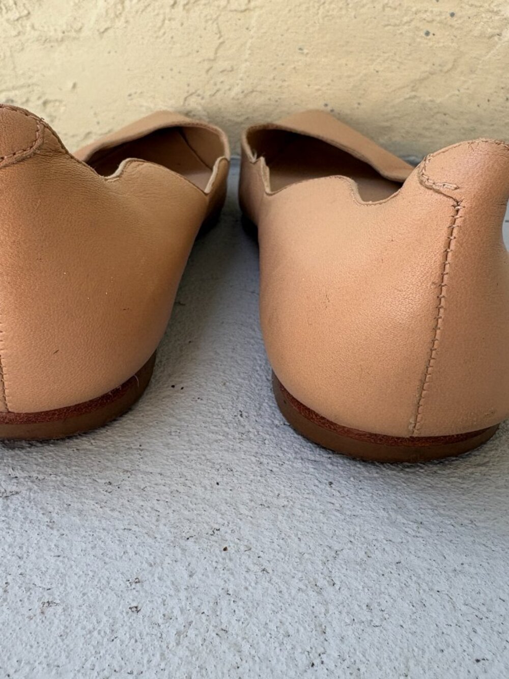 Loeffler Randall Nude Beige Leather Pointed Toe Ballet Flats Size 10 - Picture 4 of 13